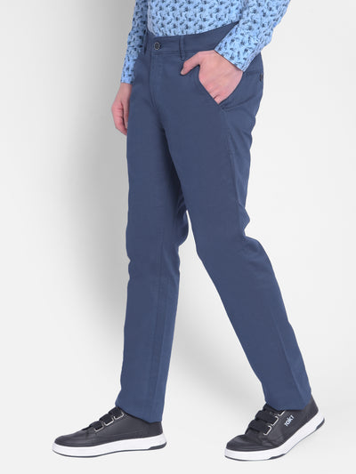 Navy Blue Printed Trousers-Men Trousers-Crimsoune Club