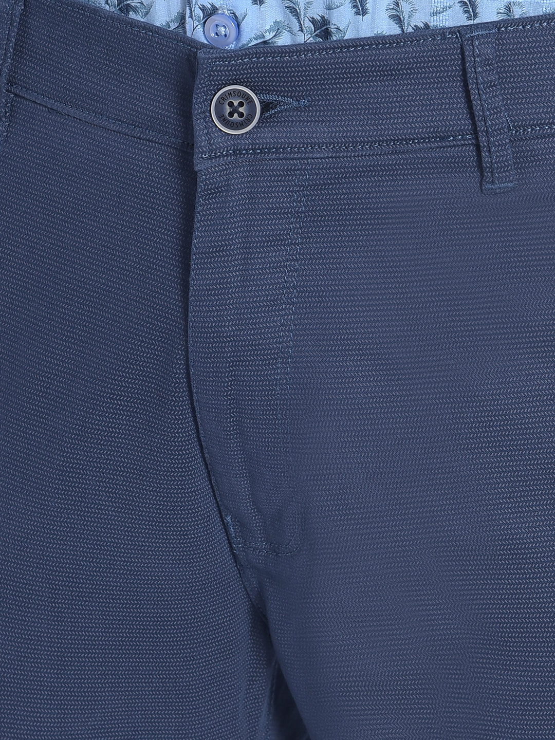 Navy Blue Printed Trousers-Men Trousers-Crimsoune Club