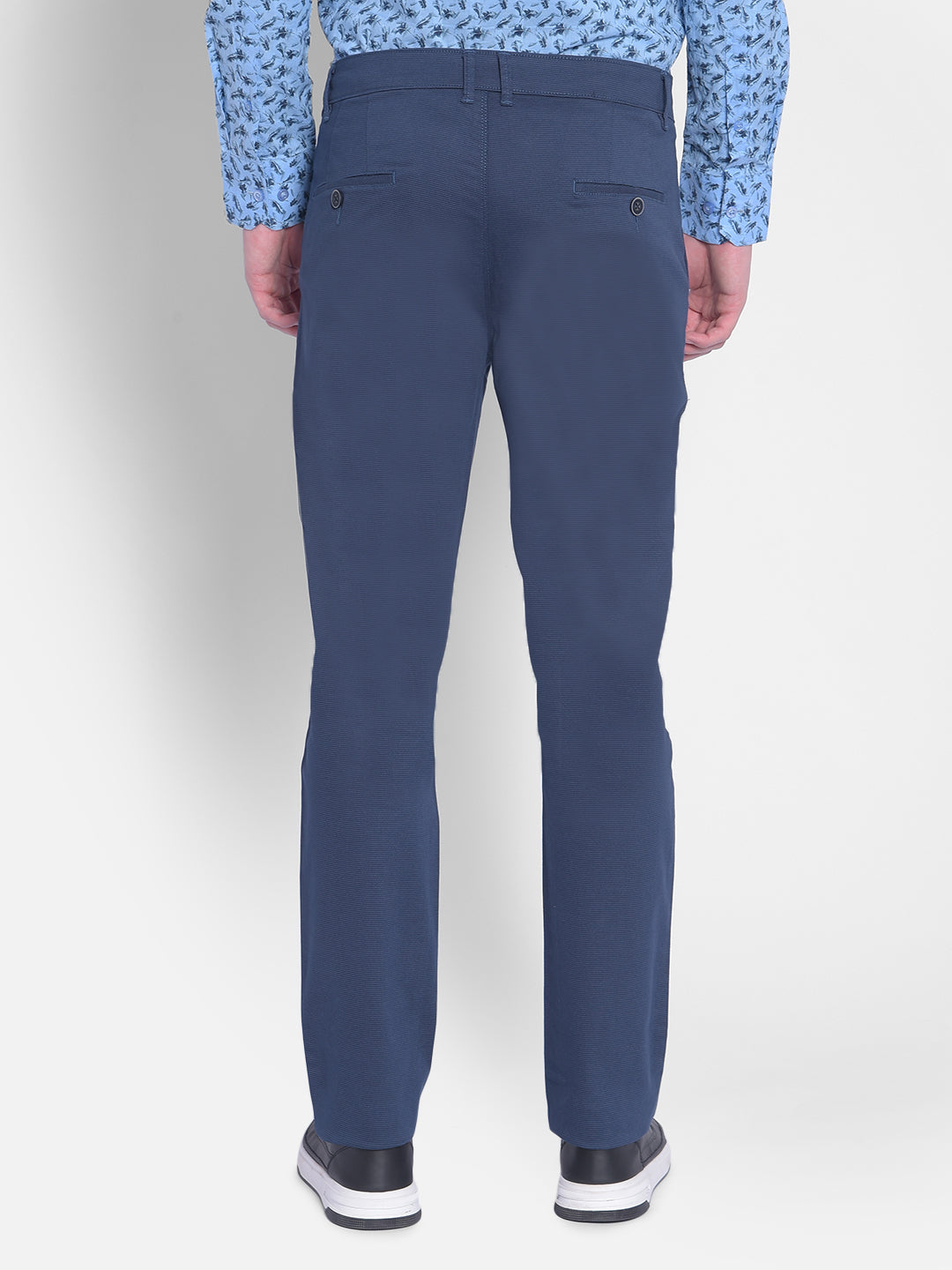 Navy Blue Printed Trousers-Men Trousers-Crimsoune Club