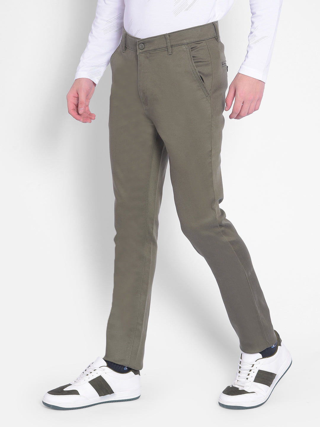 Olive Trousers-Men Trousers-Crimsoune Club