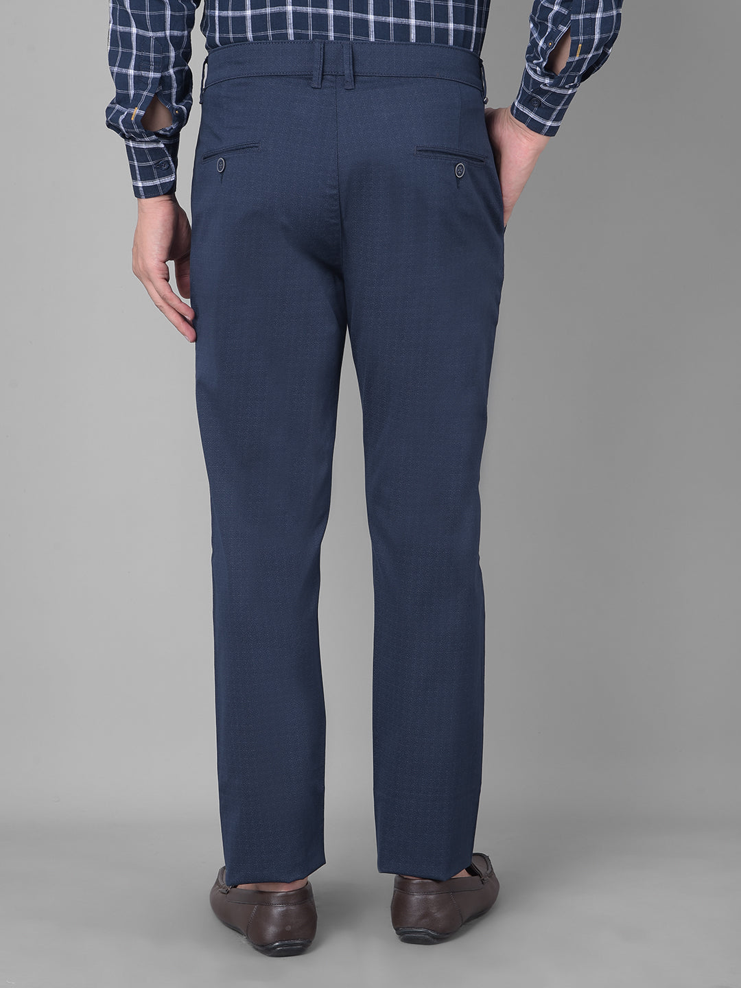 Navy Blue Printed Trousers-Men Trousers-Crimsoune Club