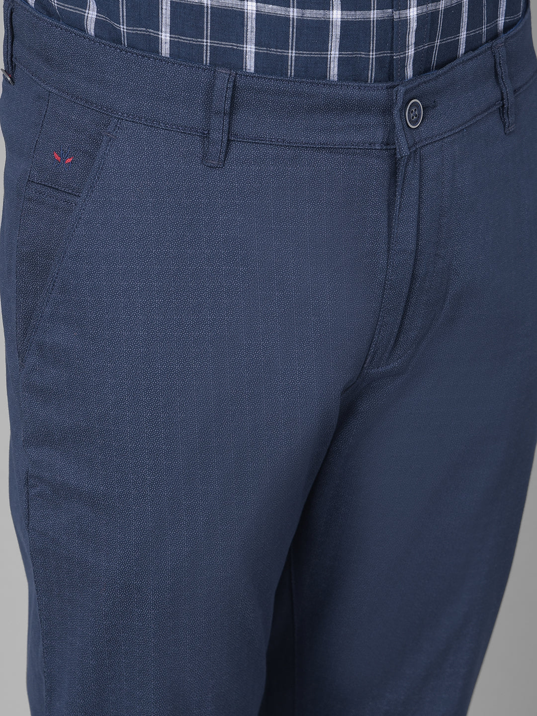 Navy Blue Printed Trousers-Men Trousers-Crimsoune Club