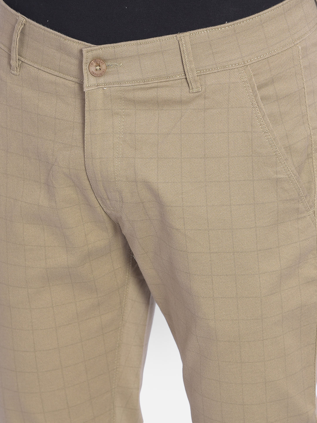 Beige Checked Trousers-Men Trousers-Crimsoune Club