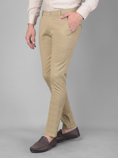 Beige Printed Trousers-Men Trousers-Crimsoune Club