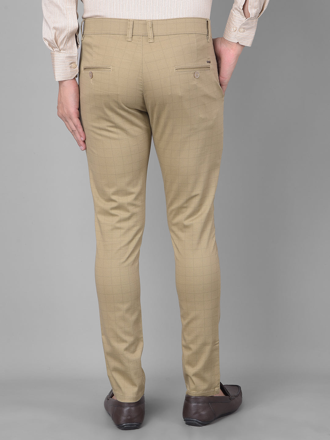 Beige Printed Trousers-Men Trousers-Crimsoune Club