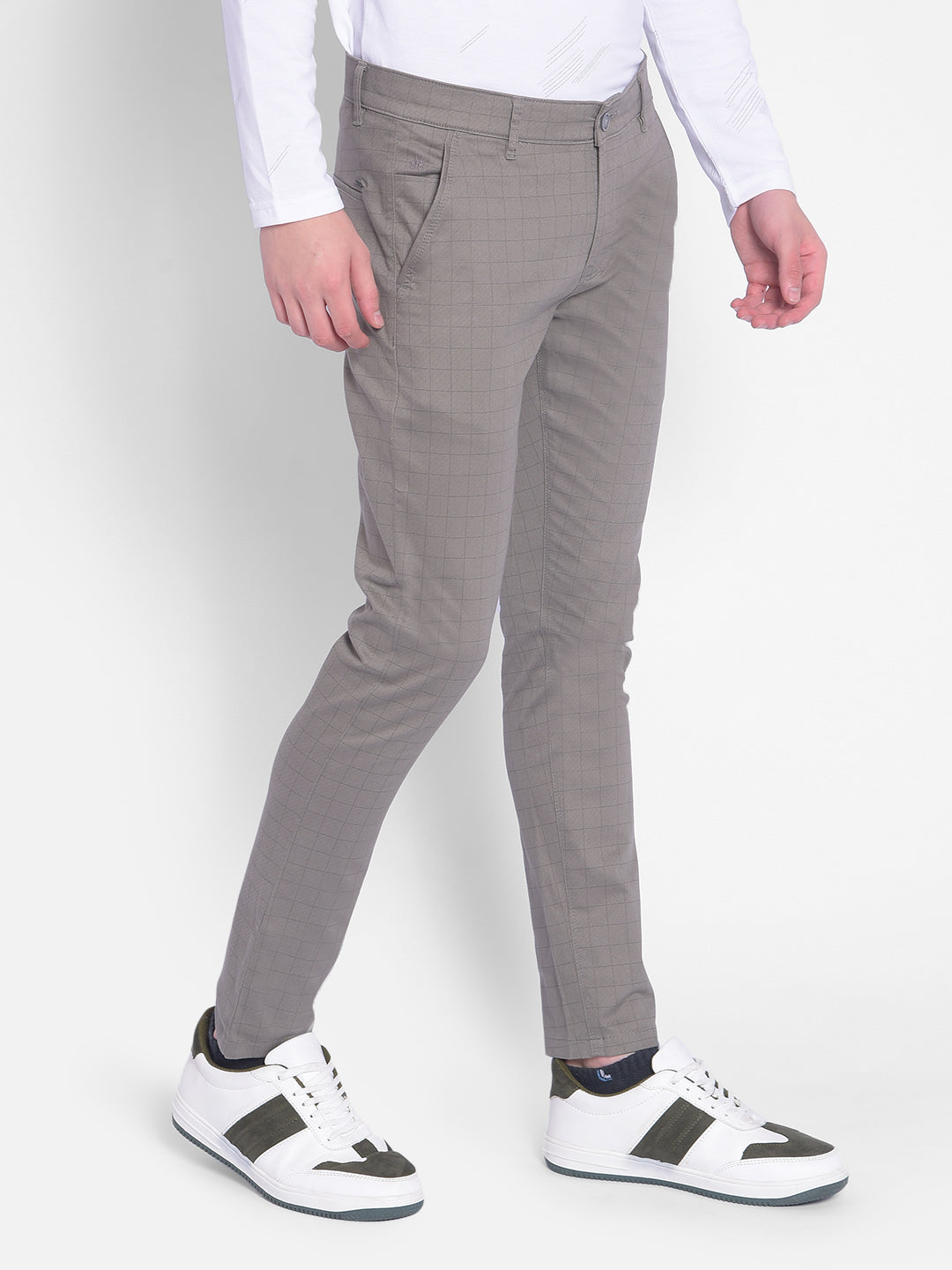 Grey Checked Trousers-Men Trousers-Crimsoune Club