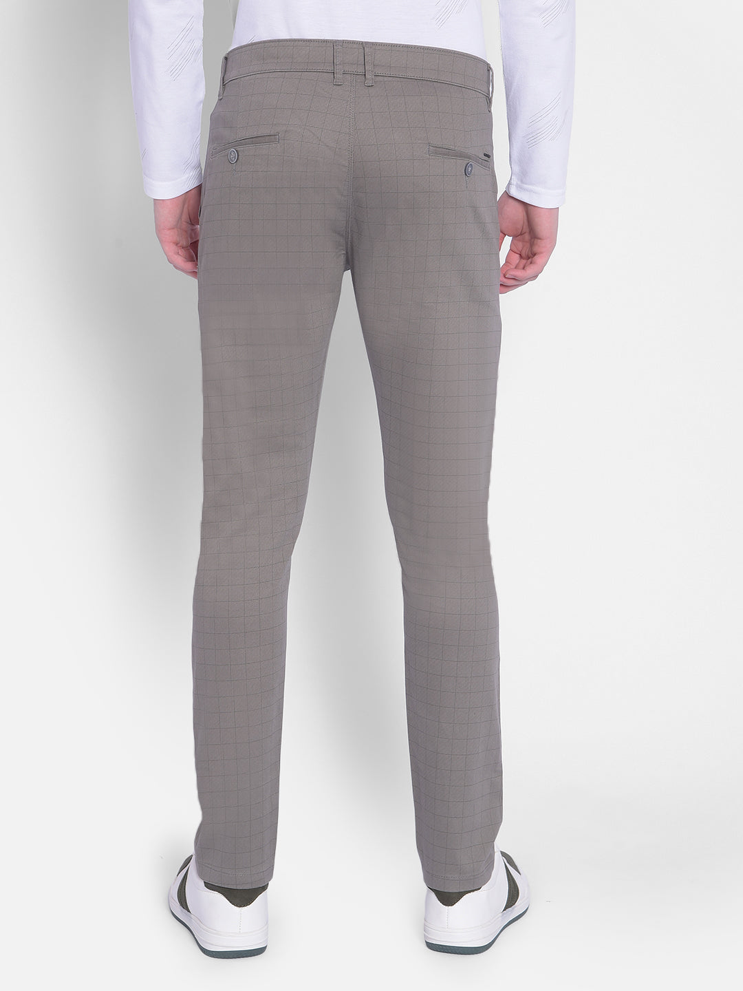 Grey Checked Trousers-Men Trousers-Crimsoune Club