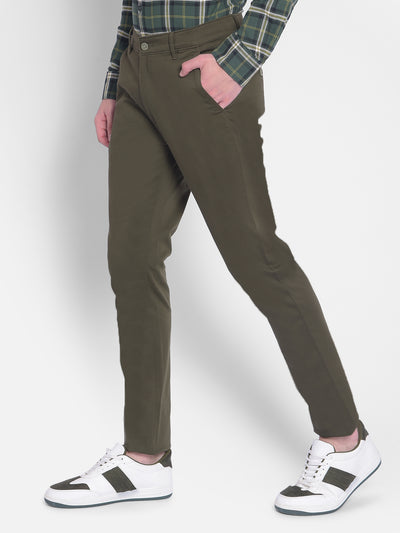 Olive Trousers-Men Trousers-Crimsoune Club