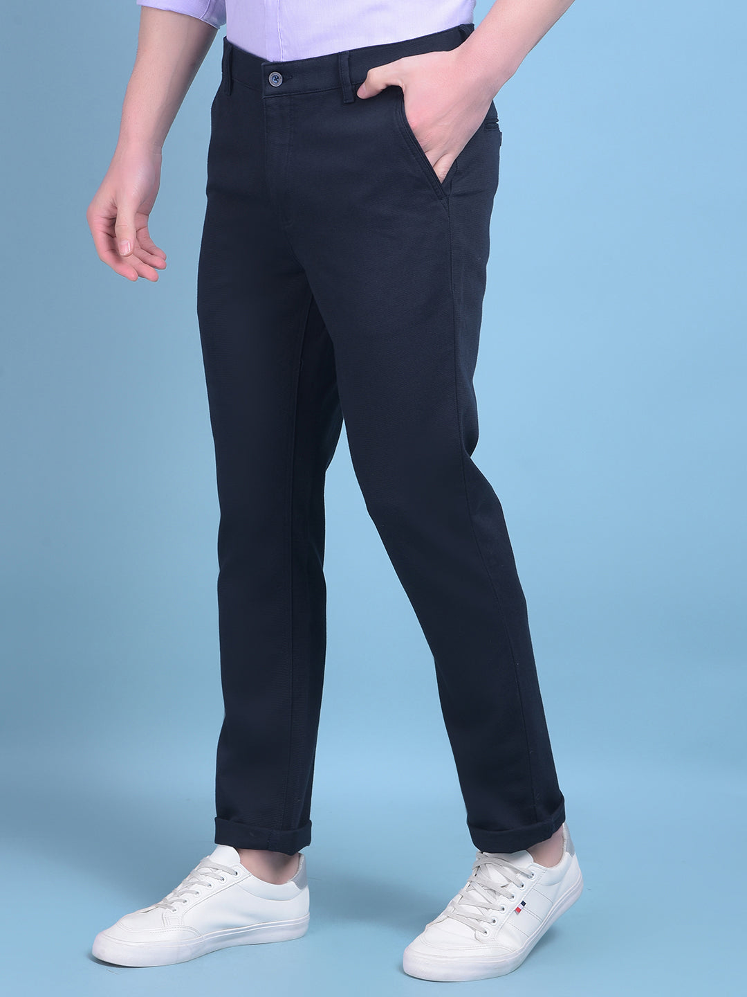 Navy Blue Trousers-Men Trousers-Crimsoune Club