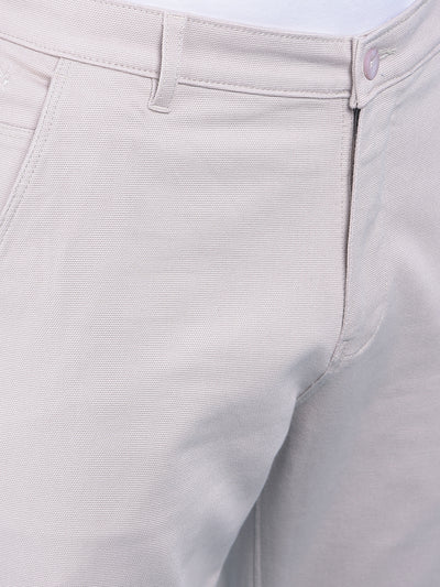 Beige Stretchable Cotton Trousers-Men Trousers-Crimsoune Club