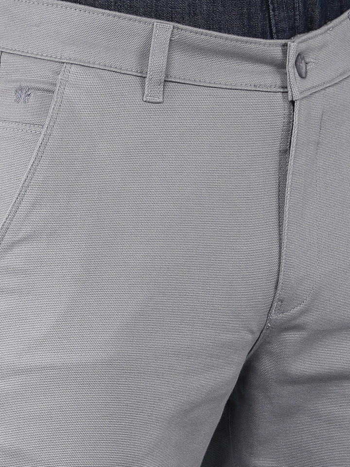 Grey Printed Dobby Straight Trousers-Men Trousers-Crimsoune Club