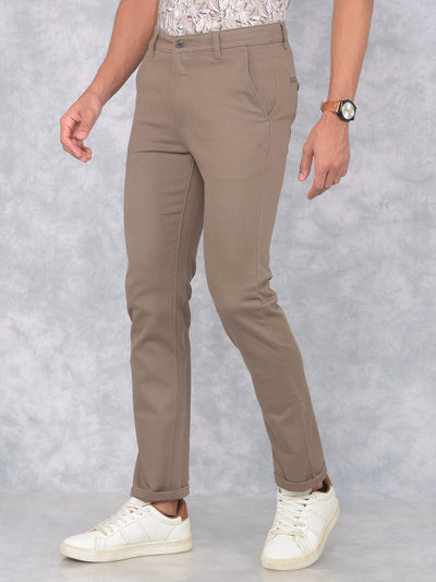 Brown Printed Straight Trousers-Men Trousers-Crimsoune Club