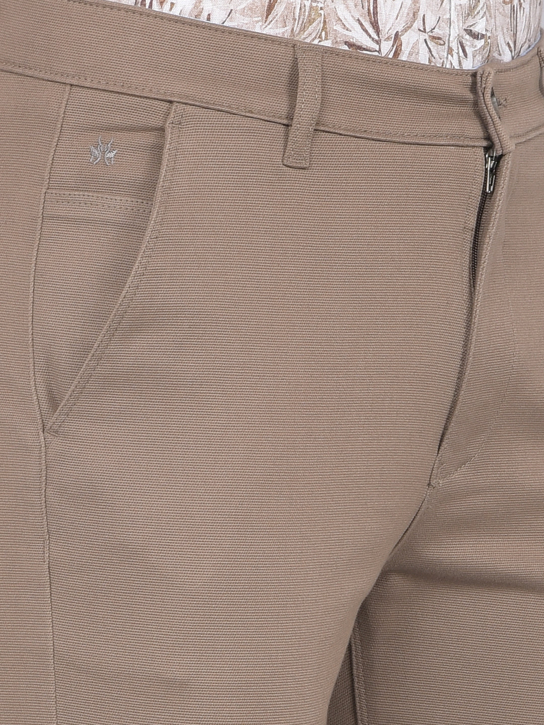 Brown Printed Straight Trousers-Men Trousers-Crimsoune Club