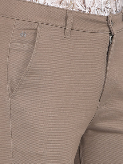 Brown Printed Straight Trousers-Men Trousers-Crimsoune Club