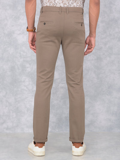 Brown Printed Straight Trousers-Men Trousers-Crimsoune Club
