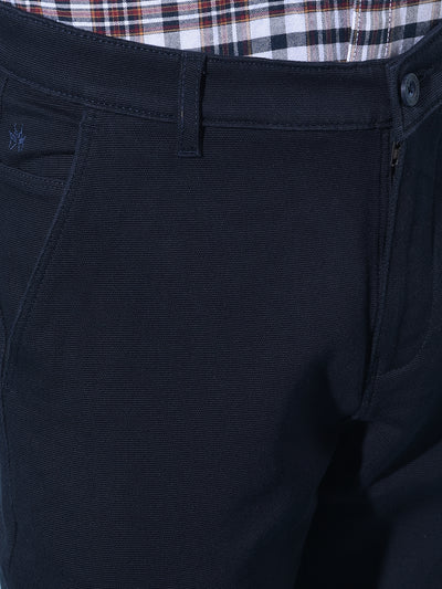 Blue Straight Cotton Trousers-Men Trousers-Crimsoune Club