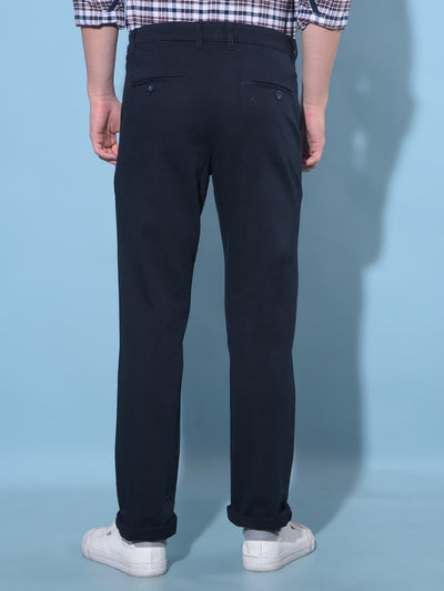 Blue Straight Cotton Trousers-Men Trousers-Crimsoune Club