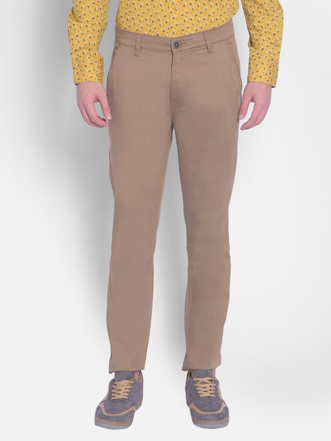 Beige Trousers-Men Trousers-Crimsoune Club