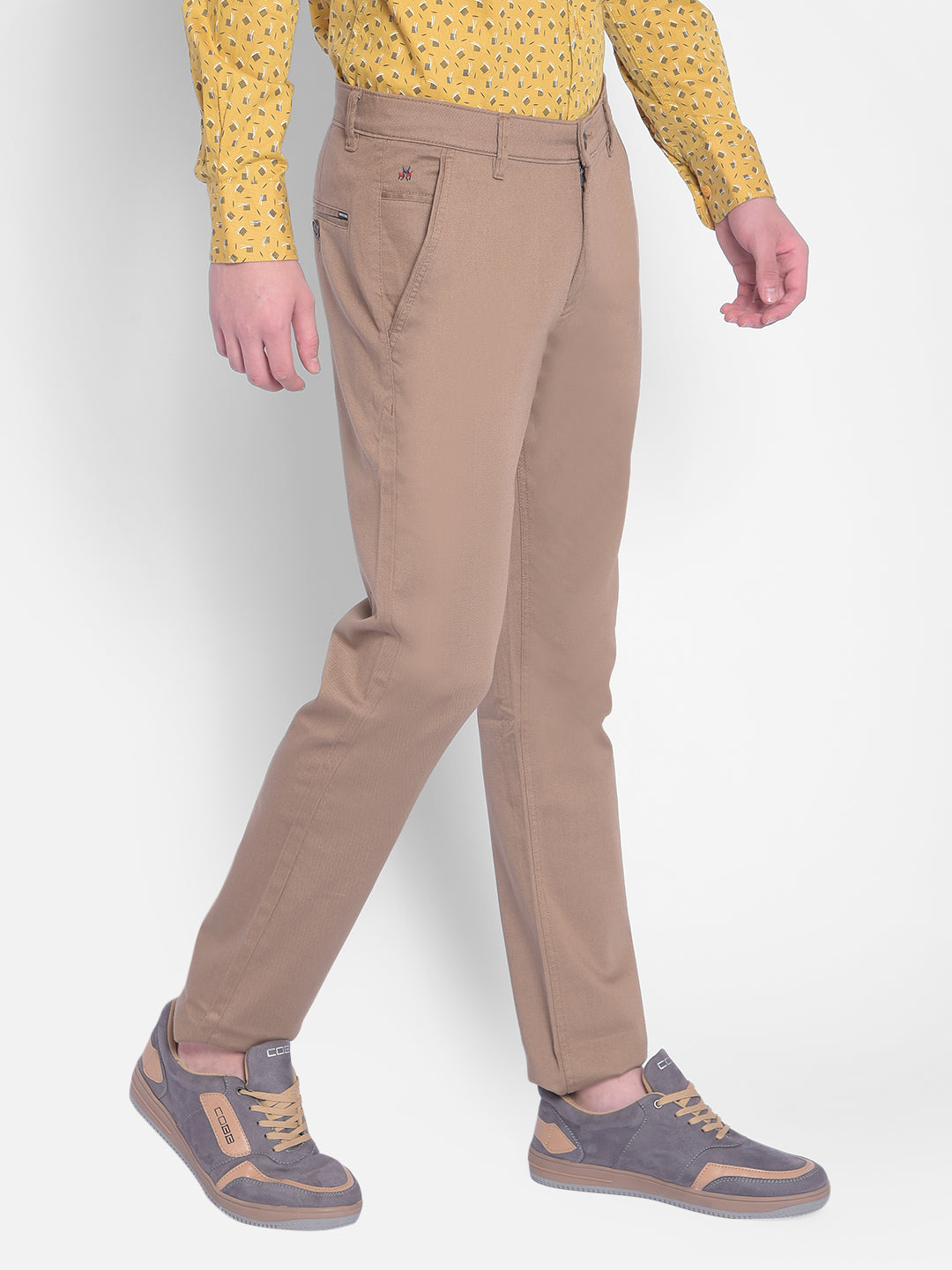 Beige Trousers-Men Trousers-Crimsoune Club