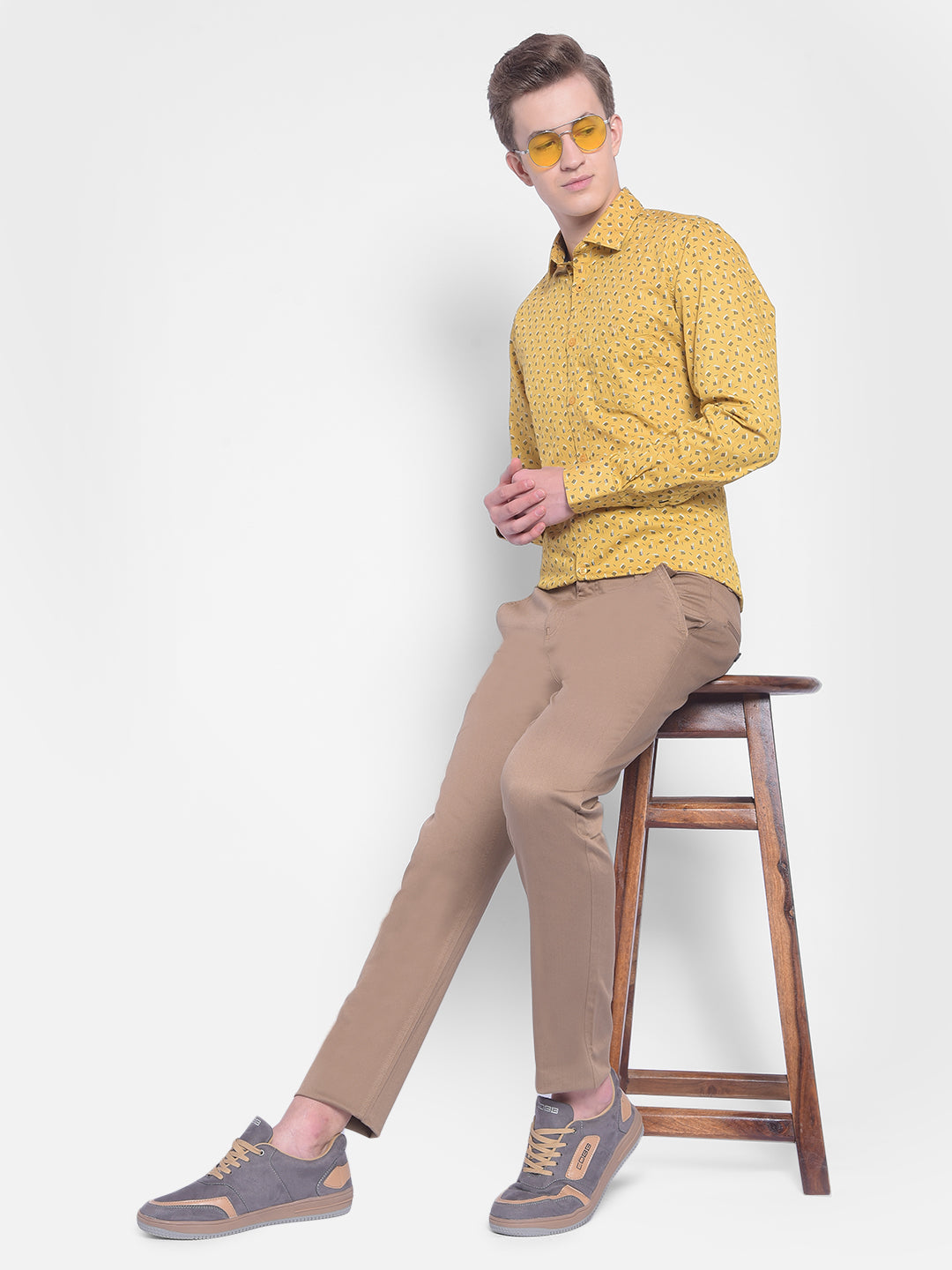 Beige Trousers-Men Trousers-Crimsoune Club