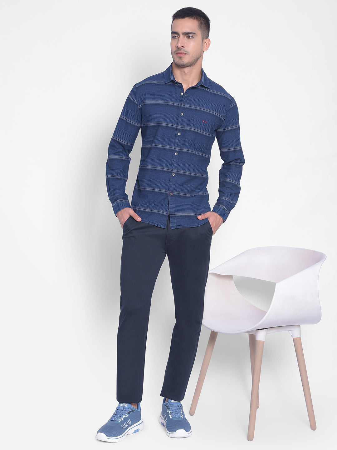 Navy Blue Trouser-Men Jeans-Crimsoune Club