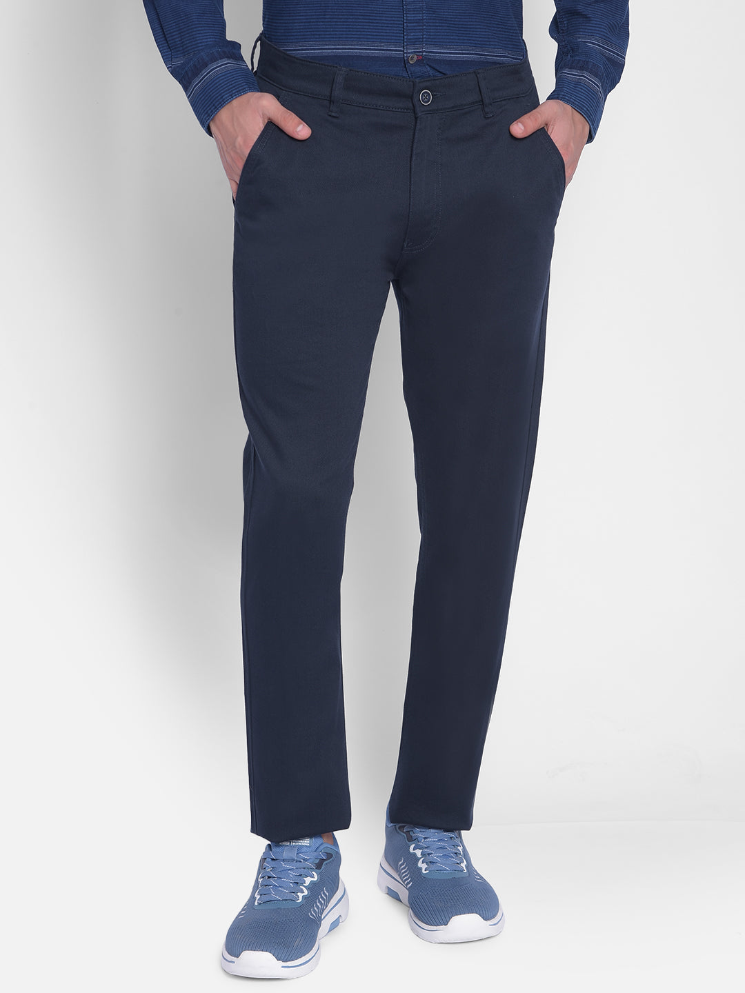 Navy Blue Trouser-Men Jeans-Crimsoune Club