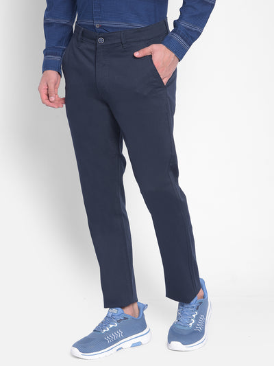 Navy Blue Trouser-Men Jeans-Crimsoune Club