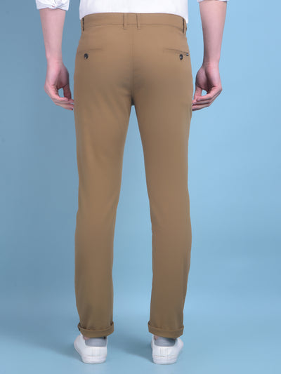 Khaki Stretchable Cotton Trousers-Men Trousers-Crimsoune Club