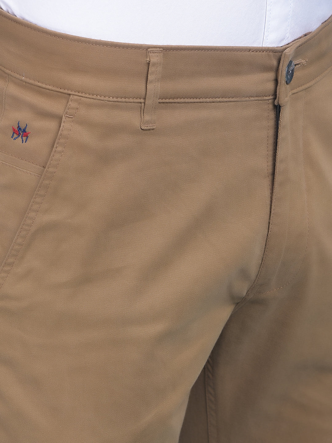 Khaki Stretchable Cotton Trousers-Men Trousers-Crimsoune Club