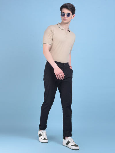 Black Stretchable Cotton Trousers-Men Trousers-Crimsoune Club