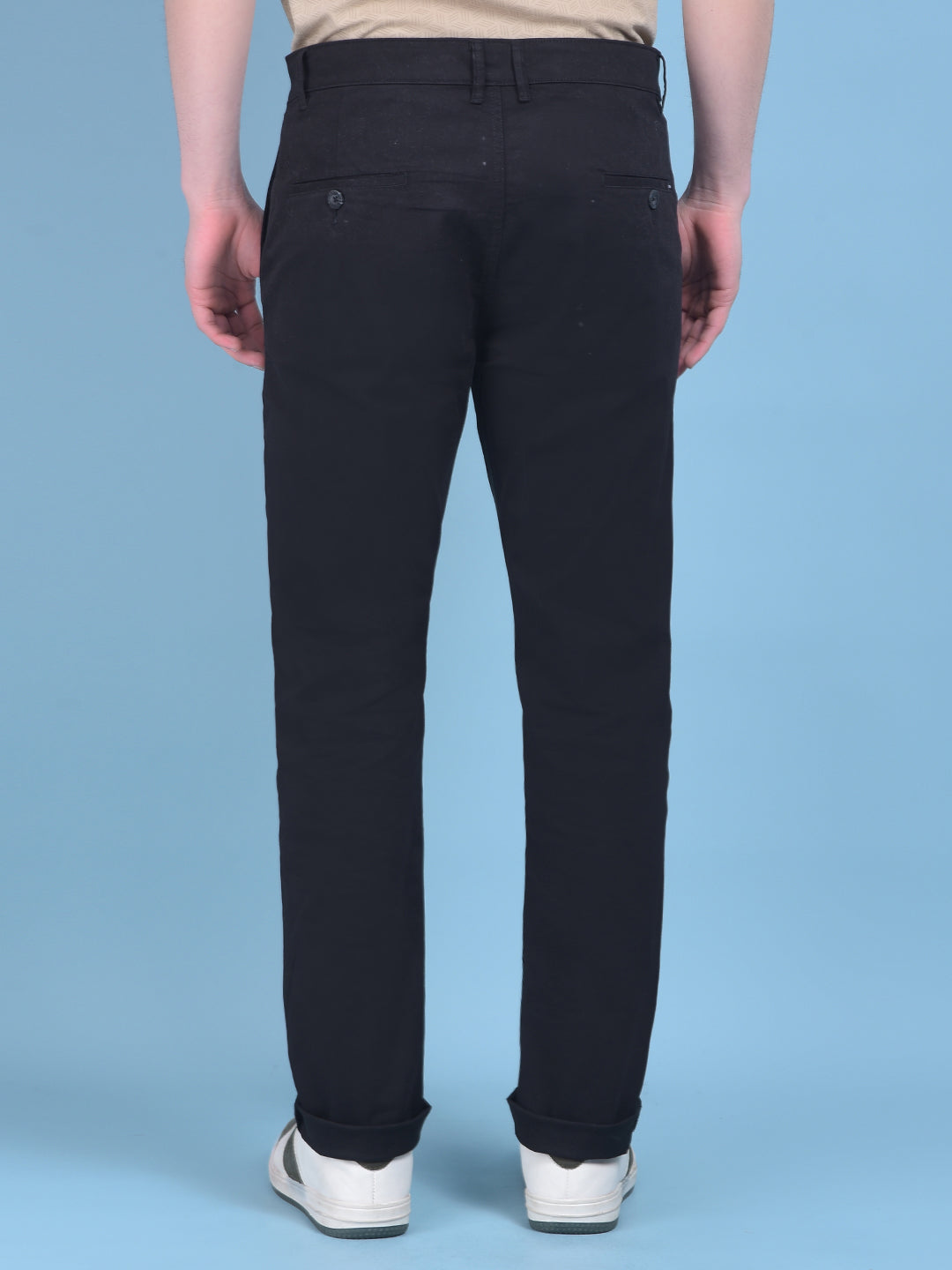 Black Stretchable Cotton Trousers-Men Trousers-Crimsoune Club