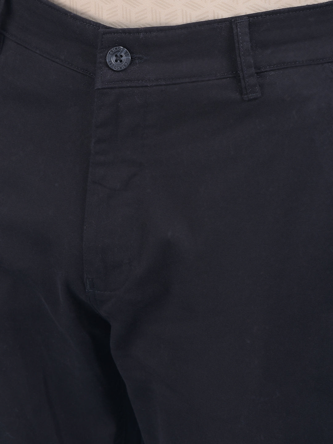 Black Stretchable Cotton Trousers-Men Trousers-Crimsoune Club