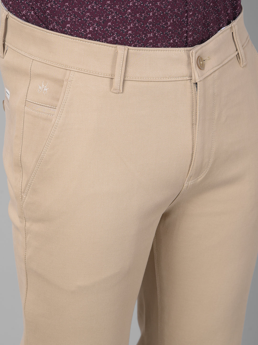 Beige Trousers-Men Trousers-Crimsoune Club