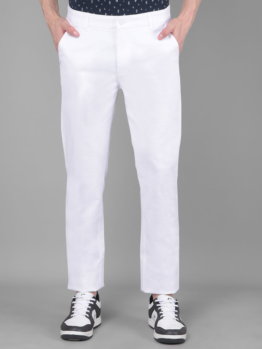 White Printed Trousers-Men Trousers-Crimsoune Club