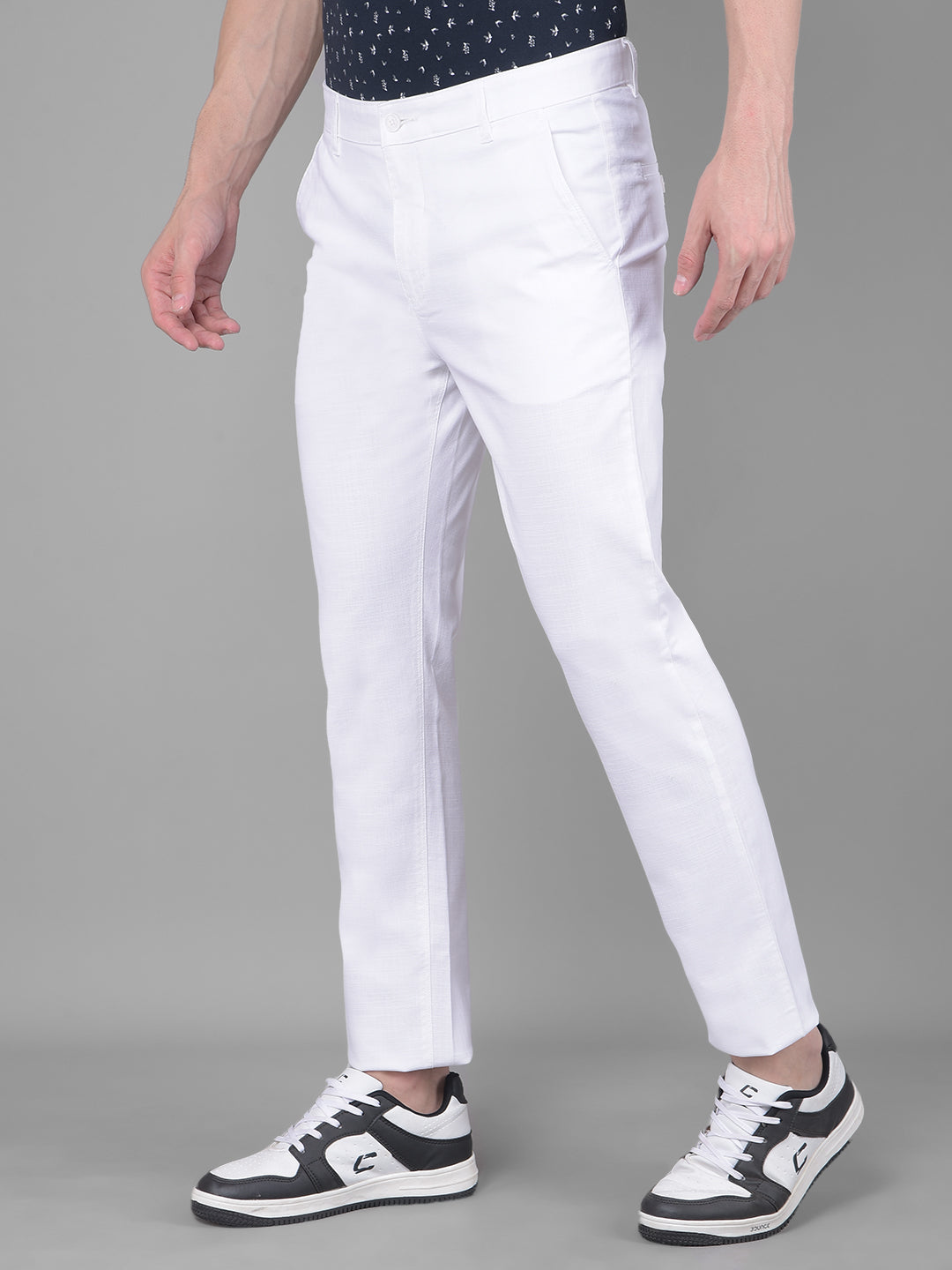 White Printed Trousers-Men Trousers-Crimsoune Club