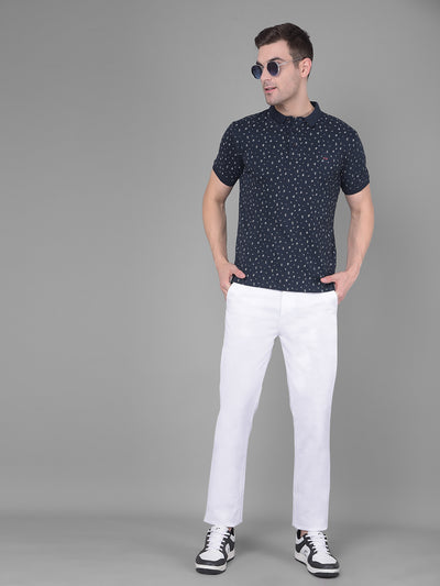 White Printed Trousers-Men Trousers-Crimsoune Club