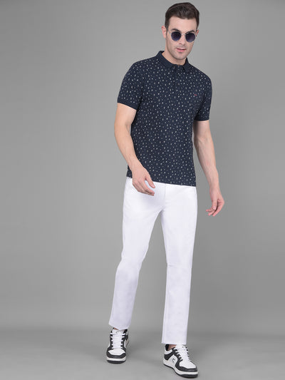 White Printed Trousers-Men Trousers-Crimsoune Club