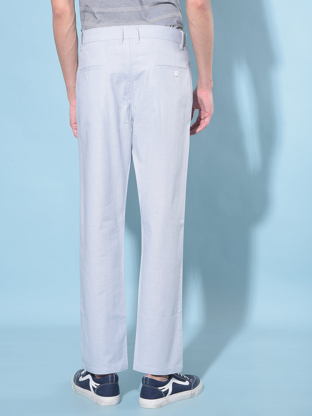 Blue Straight Stretchable Trousers-Men Trousers-Crimsoune Club