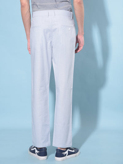 Blue Straight Stretchable Trousers-Men Trousers-Crimsoune Club