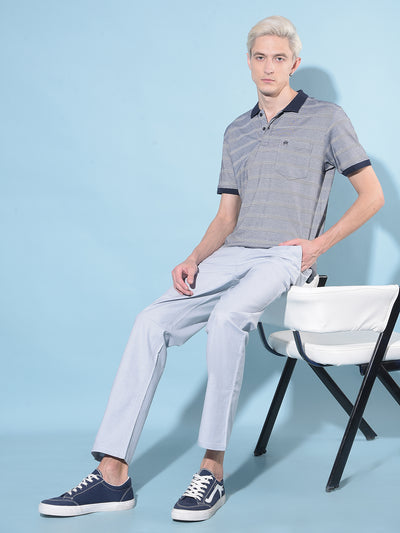 Blue Straight Stretchable Trousers-Men Trousers-Crimsoune Club