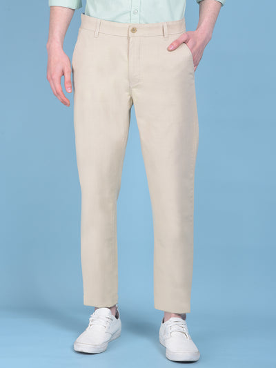 Beige Chinos Trousers-Men Trousers-Crimsoune Club