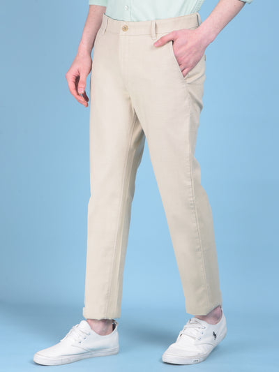 Beige Chinos Trousers-Men Trousers-Crimsoune Club