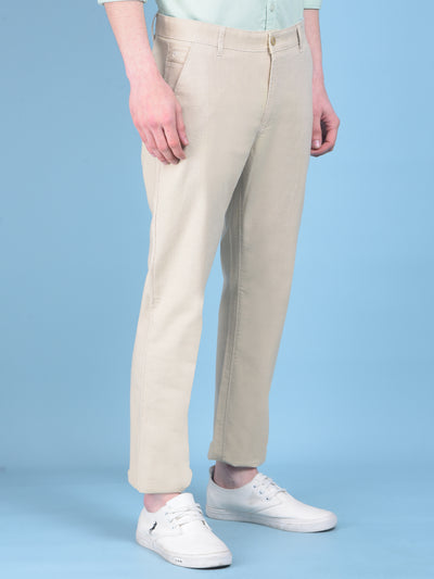 Beige Chinos Trousers-Men Trousers-Crimsoune Club