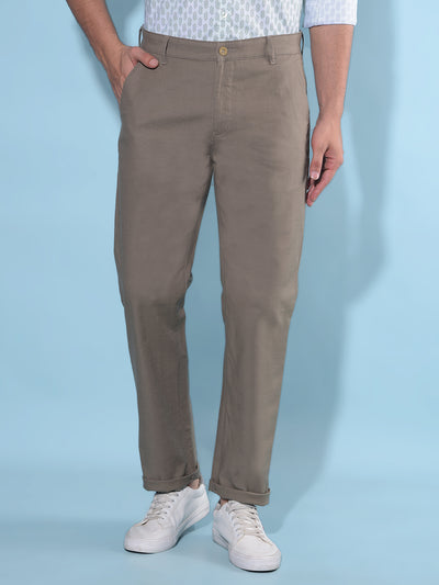 Olive Straight Stretchable Trousers-Men Trousers-Crimsoune Club