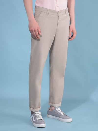 Beige Printed Cotton Trousers-Men Trousers-Crimsoune Club