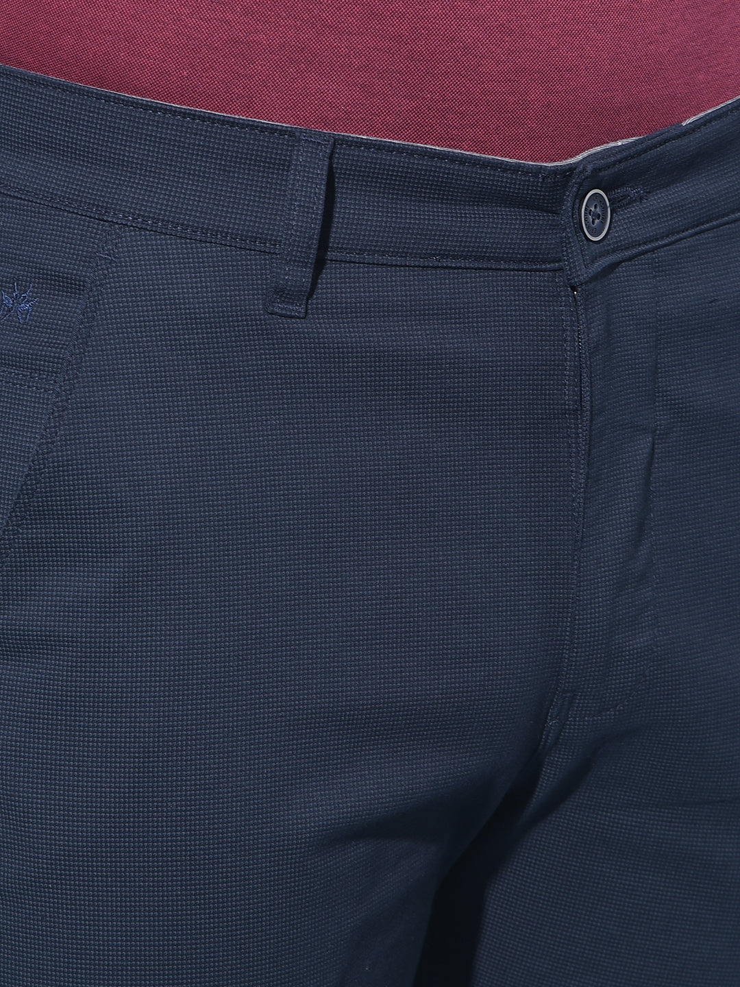 Navy Blue Straight Stretchable Trousers-Men Trousers-Crimsoune Club