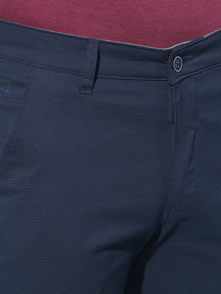 Navy Blue Straight Stretchable Trousers-Men Trousers-Crimsoune Club