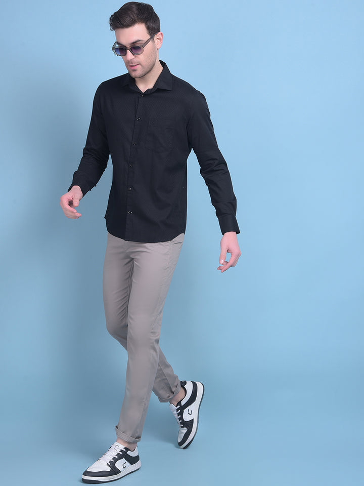 Grey Printed Stretchable Cotton Trousers-Men Trousers-Crimsoune Club