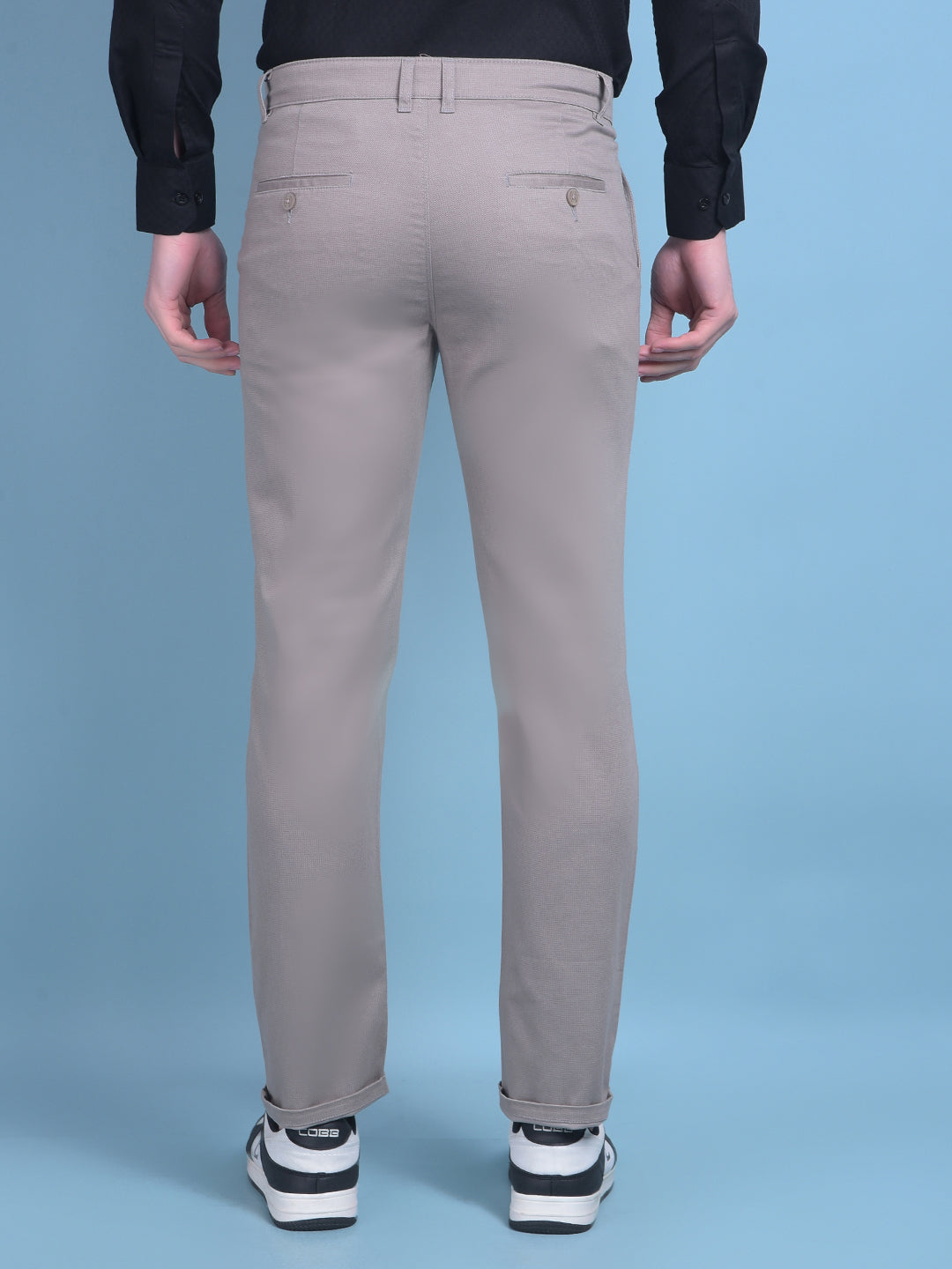 Grey Printed Stretchable Cotton Trousers-Men Trousers-Crimsoune Club
