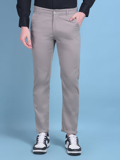 Grey Printed Stretchable Cotton Trousers-Men Trousers-Crimsoune Club